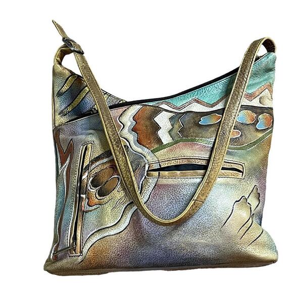 ANUSCHKA  GENUINE  LEATHER  HAND PAINTED‎ HOBO BAG - Picture 13 of 13